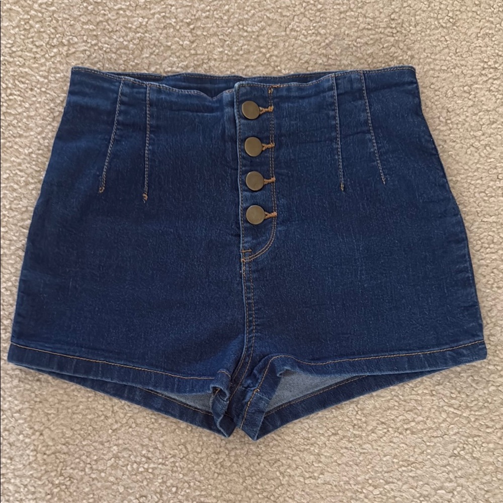 Forever 21 Blue High Waisted Denim Shorts